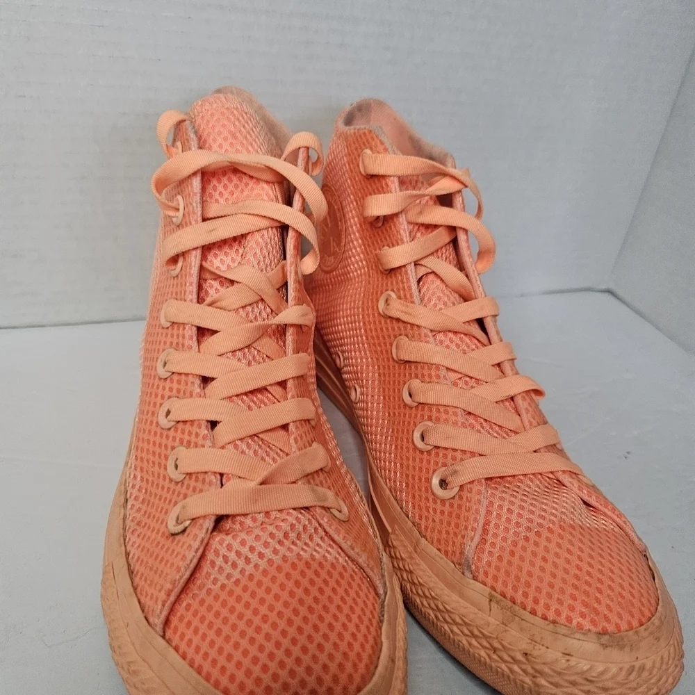 Converse Girls Orange Canvas High-Top Sneakers Size 7 Y